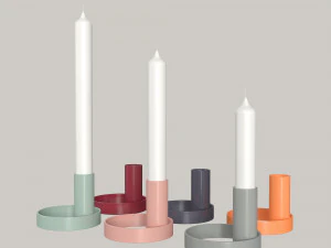 colorful candle holder set model 3D Model