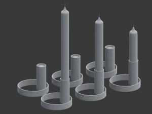 colorful candle holder set model 3D Model