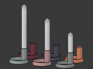colorful candle holder set model 3D Model