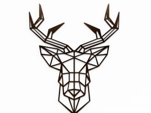 3D настенная живопись - модель украшения стены с головой оленя 3D Модель