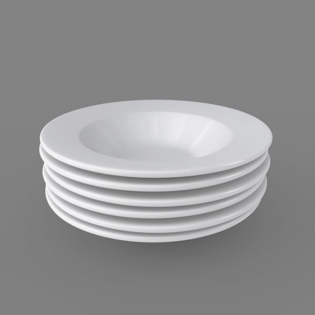 plates pack of 6 - soup bowls 3d Model 3D .c4d .max .obj .3ds .fbx .stl .blend 