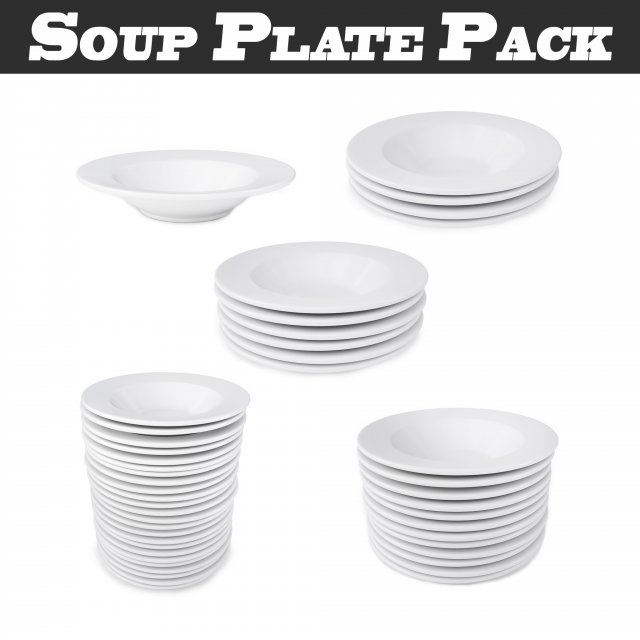 3d soup plate pack - soup bowls in different arrangements model 3D Model .c4d .max .obj .3ds .fbx .stl .blend 