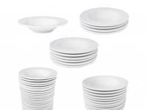 3d soup plate pack - soup bowls in different arrangements model 3D Model
