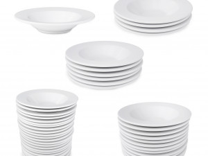 3d soup plate pack - soup bowls in different arrangements model 3D Model