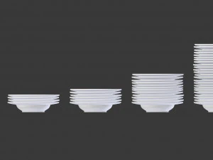 3d soup plate pack - soup bowls in different arrangements model 3D Model