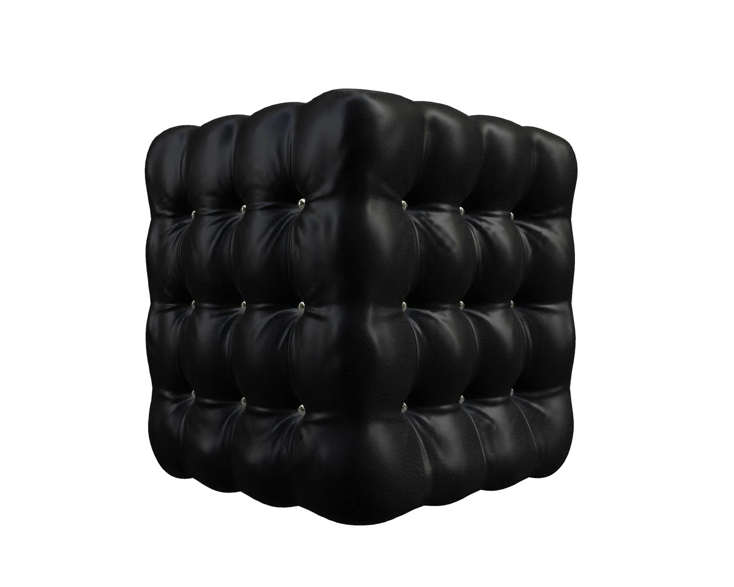realistic black leather deep buttoned pouffe 3D Model .c4d .max .obj .3ds .fbx .stl .blend 