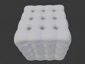 realistic black leather deep buttoned pouffe 3D Model