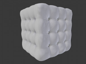 realistic black leather deep buttoned pouffe 3D Model