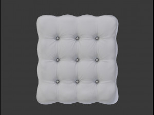 realistic black leather deep buttoned pouffe 3D Model