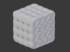 realistic black leather deep buttoned pouffe 3D Model