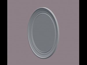 oval wooden wall mirror model 3D Model