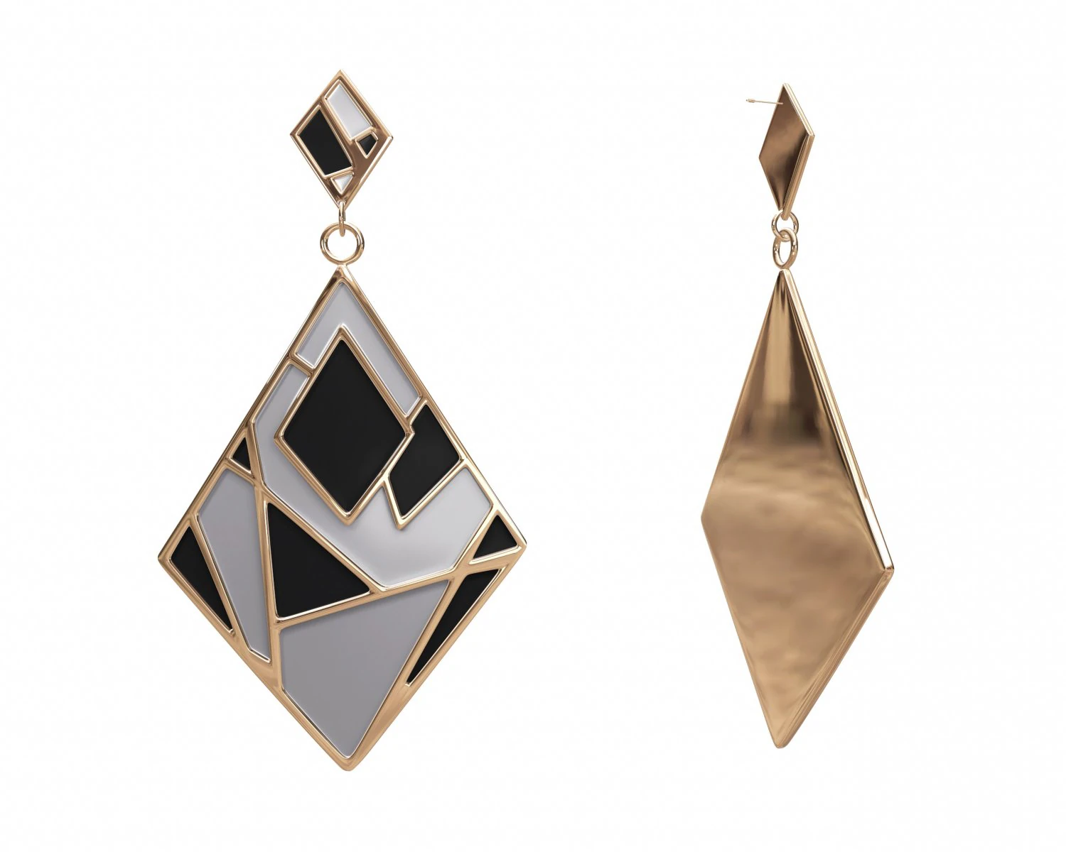 gold enamel earrings 3D Model .c4d .max .obj .3ds .fbx .stl .blend 