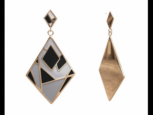 gold enamel earrings 3Dモデル