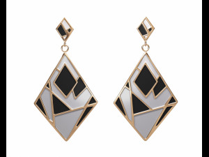 gold enamel earrings 3D 모델