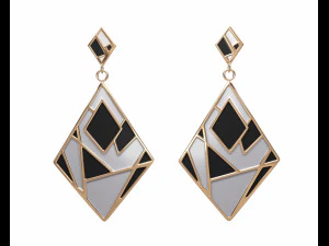 gold enamel earrings 3D Model