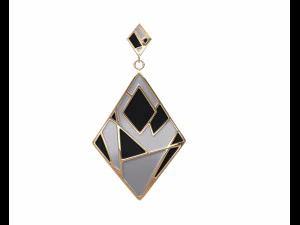 gold enamel earrings 3D Model