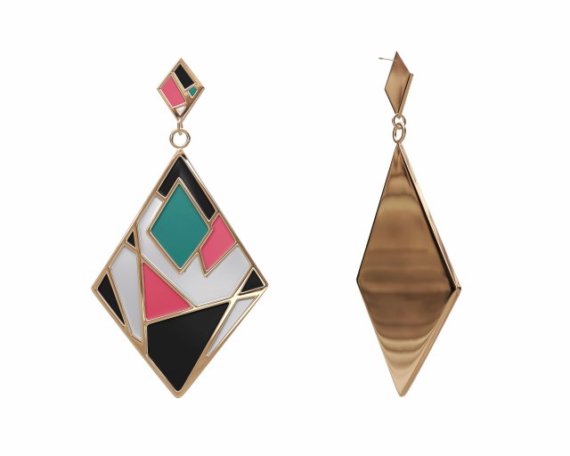 colorful gold enamel earrings Modelo 3D .c4d .max .obj .3ds .fbx .stl .blend 