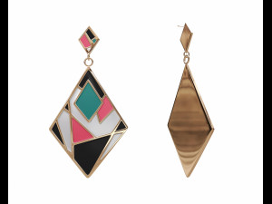 colorful gold enamel earrings 3D Model