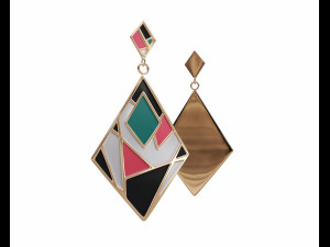 colorful gold enamel earrings Modelo 3D