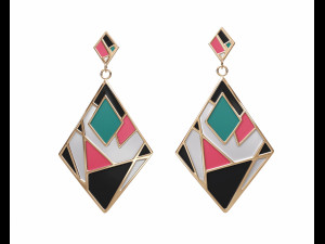 colorful gold enamel earrings Modelo 3D