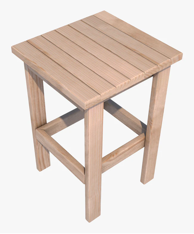 wood stool 3D Model .c4d .max .obj .3ds .fbx .stl .blend 