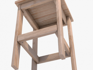 wood stool 3D 模型