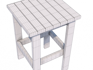 wood stool 3D 模型
