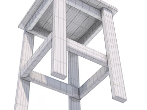 wood stool 3D Model