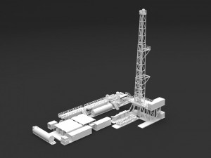 drilling platform camp oil extraction station Modello 3D