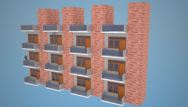 4 floor apartment 3Dモデル .c4d .max .obj .3ds .fbx .stl .blend 