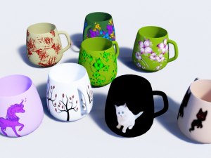 one cup with 8 different texture maps Modello 3D
