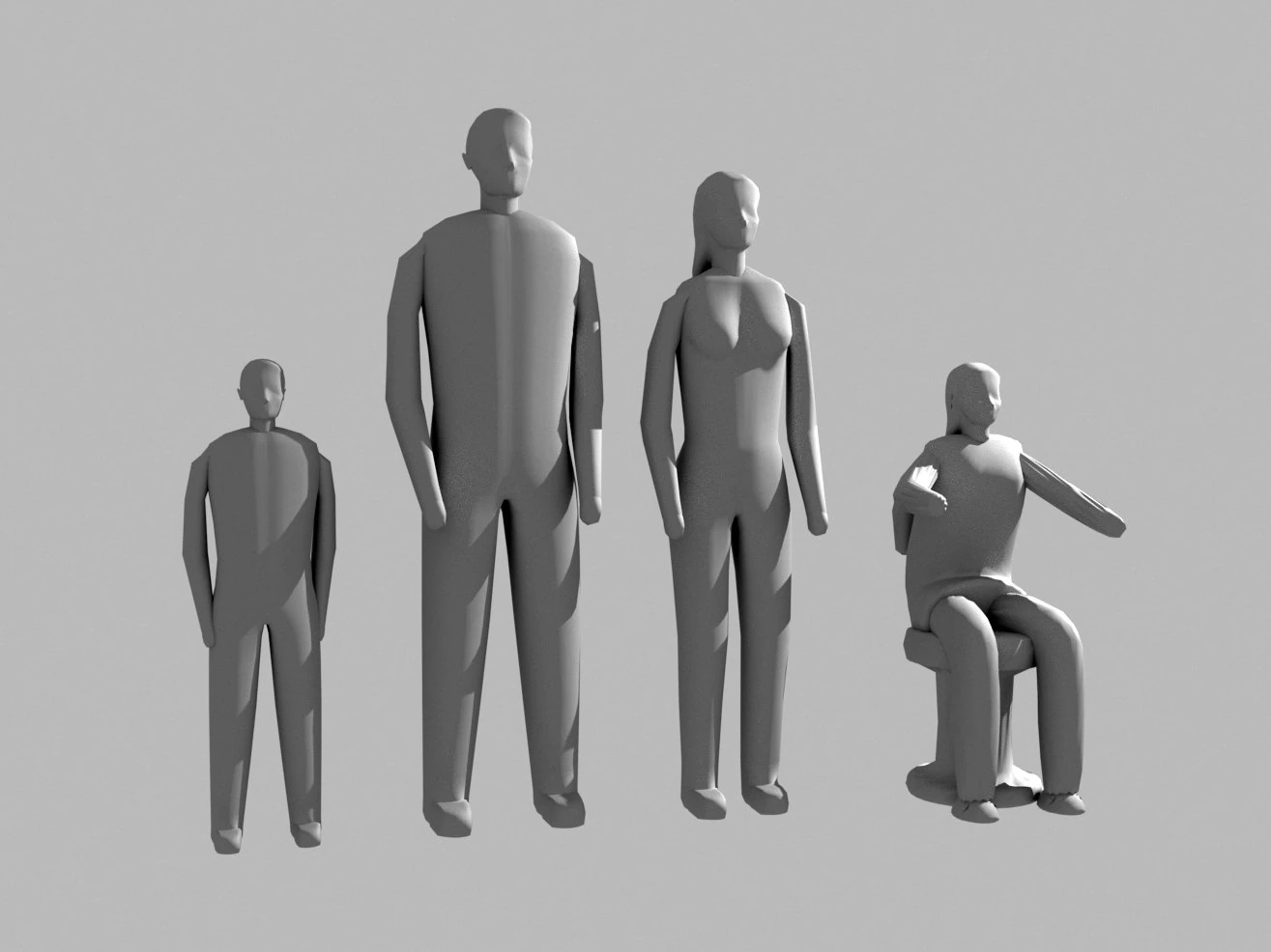 small low detalied people 3D Print Model .c4d .max .obj .3ds .fbx .stl .blend 