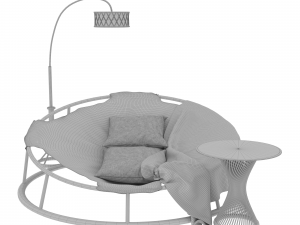 round rattan chair table floor lamp 3D 모델