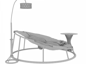 round rattan chair table floor lamp 3D 모델