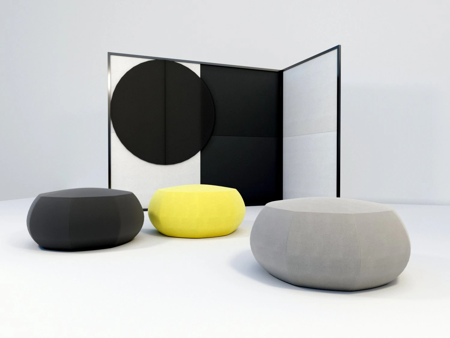 pouf and folding screen 3D Model .c4d .max .obj .3ds .fbx .stl .blend 