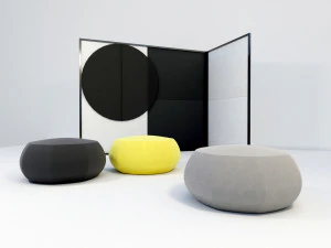 pouf and folding screen 3D Model