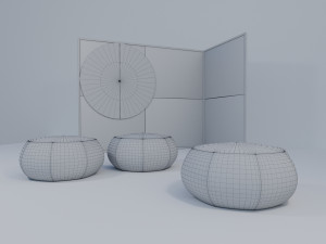 pouf and folding screen 3D Модель