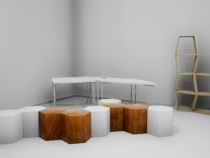 modular table shelf chair ue4 3D Model