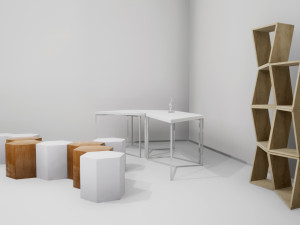 modular table shelf chair ue4 3D Модель