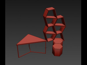 modular table shelf chair ue4 3D Модель