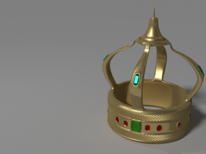 a golden crown inlaid with rubies 3D Model