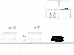modern bathroom with parquet floor 3D Model