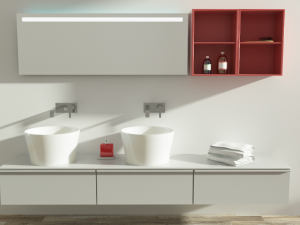 modern bathroom with parquet floor 3D Model