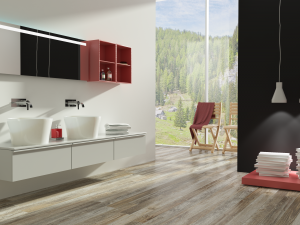 modern bathroom with parquet floor 3D Model