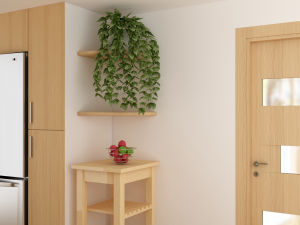modern kitchen interior with parquet floor 3D मॉडल