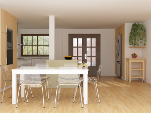 modern kitchen interior with parquet floor 3D मॉडल