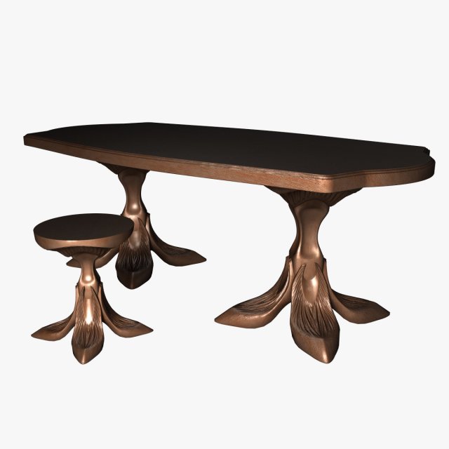 dining table and tabouret 3D Model .c4d .max .obj .3ds .fbx .stl .blend 