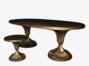 Esstisch und Hocker 3D Modell