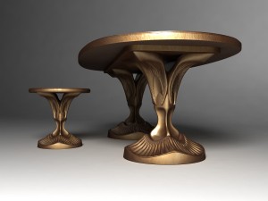 dining table and stool 3D मॉडल
