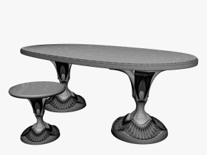 dining table and stool 3D मॉडल